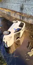 Araç Dereye Devrildi, Sürücü Yaralandı